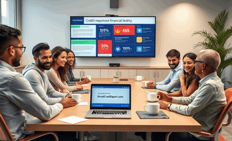 An individual reviewing their credit report on a laptop.