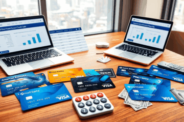 Image depicting various credit cards with enticing offers and rewards for new cardholders.