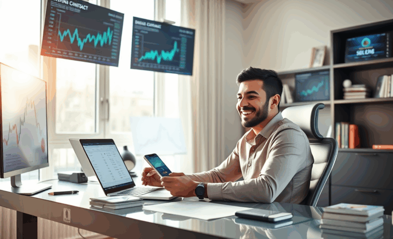 Illustration of smart contracts automating digital transactions for effortless income.