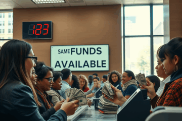 Image depicting the concept of instant funds being released on the same day.