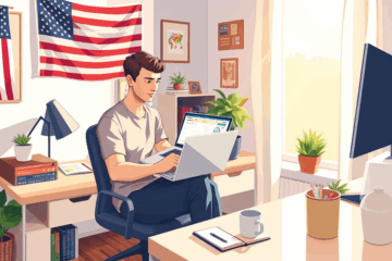 Person applying for a loan online from home.