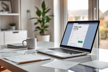 Image depicting a person using a laptop for applying for an online loan with fast approval