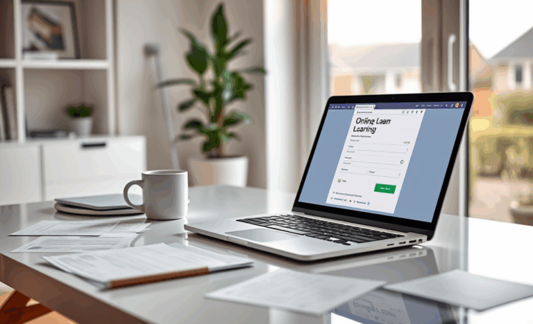 Image depicting a person using a laptop for applying for an online loan with fast approval