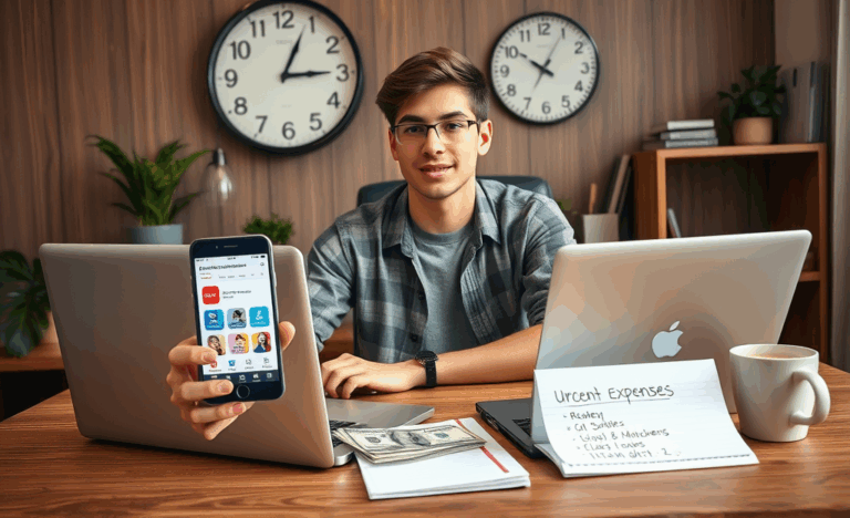 A person using a smartphone to explore quick cash solutions for urgent expenses