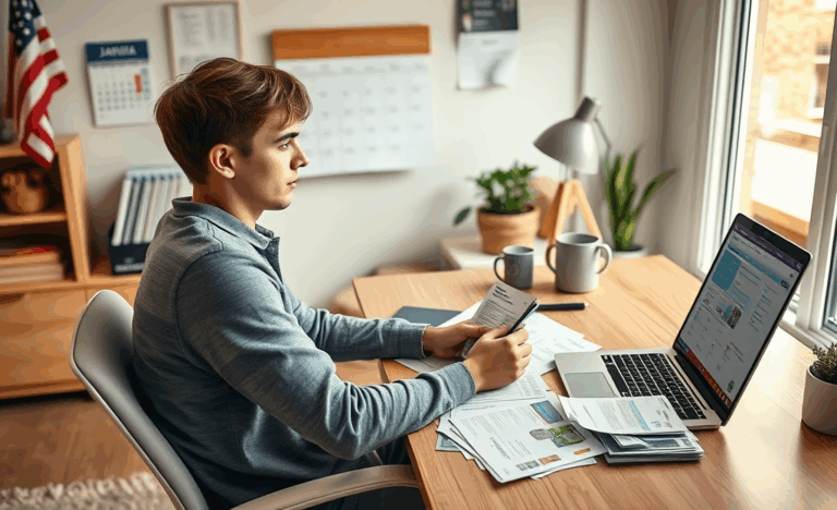 Image of a person filling out a credit application form with minimal documents.
