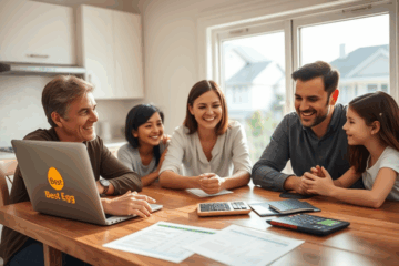 Person comparing loan options from Best Egg with a calculator and documents