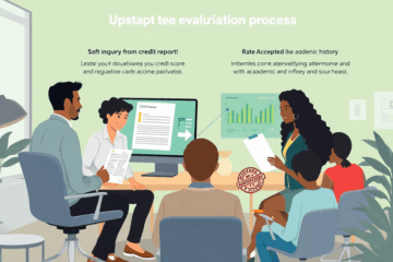 Illustration of Upstart's credit evaluation process involving soft and hard inquiries.