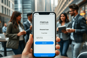 A person using a mobile app to apply for a personal loan with Marcus by Goldman Sachs.