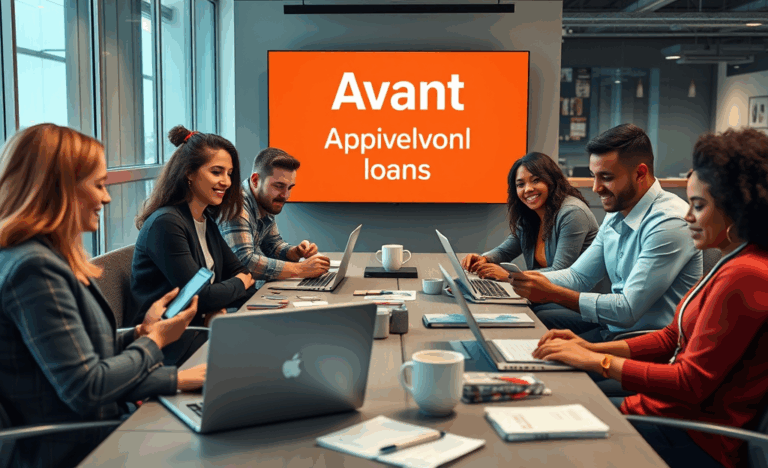 Illustration of quick approval loan process at Avant showing fast online application and approval
