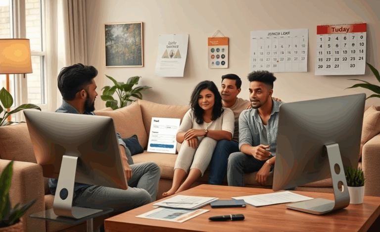Illustration of a person using a laptop to explore personal financing options through OppLoans with fast approval and flexible terms.