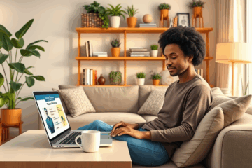 Person using a laptop at home to earn easy money online through various side hustles and opportunities.