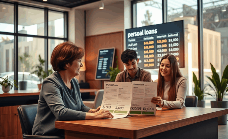 Illustration of personal loans ranging from AUD $2,000 to $12,000 by Money3.