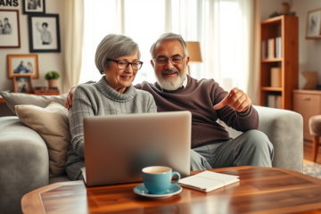 Seniors exploring loan application options online.