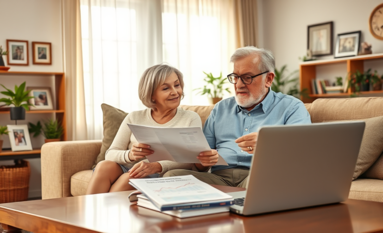 Seniors exploring loan options for financial security.