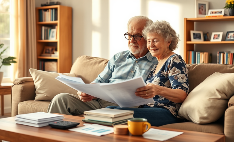 A senior reviewing loan options to secure financial support.