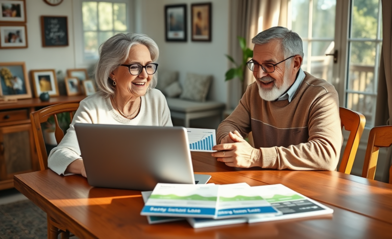 An older couple discussing loan options with a financial advisor.