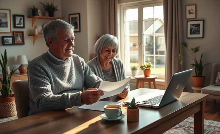 A senior couple discussing their options for an extra loan.