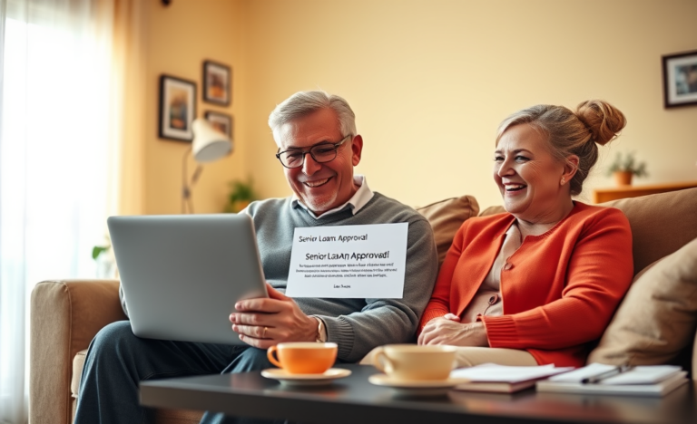 An elderly person reviewing loan options online for quick approval.