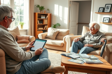 An older couple reviewing their finances, considering a personal loan from LendingClub.