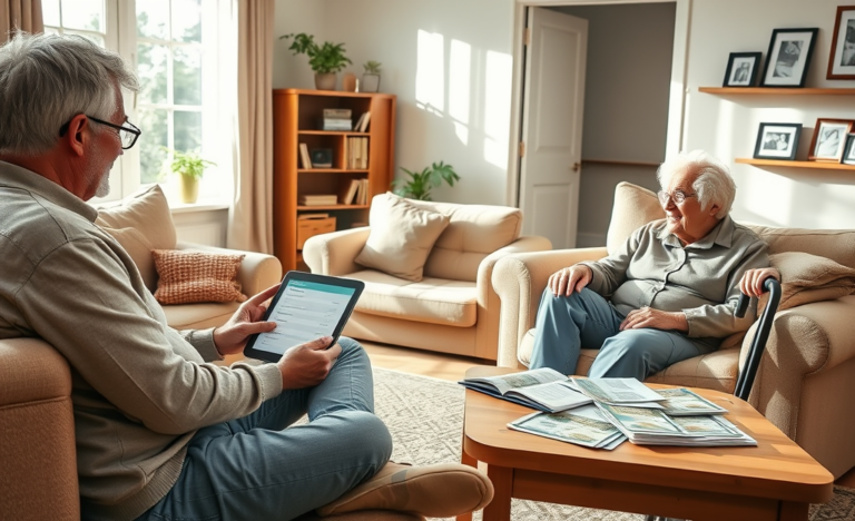 An older couple reviewing their finances, considering a personal loan from LendingClub.