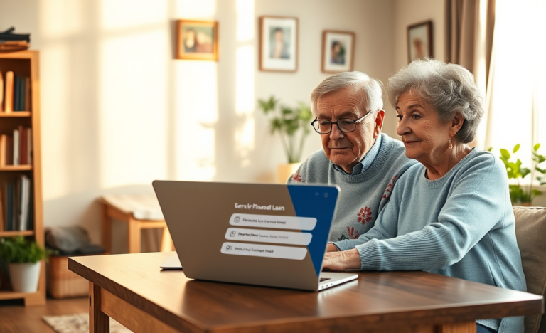 Image depicting seniors accessing personal loans online.