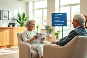 An older couple discussing financial options with a Bank of America representative about personal loans.