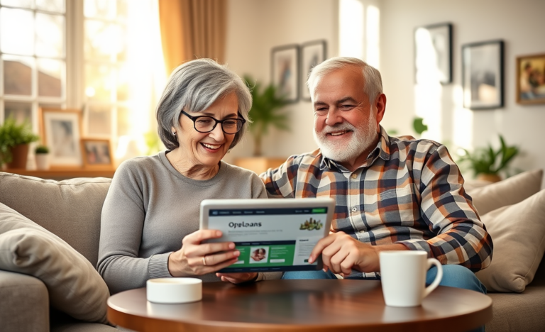 A senior reviewing personal loan options online for quick access to credit