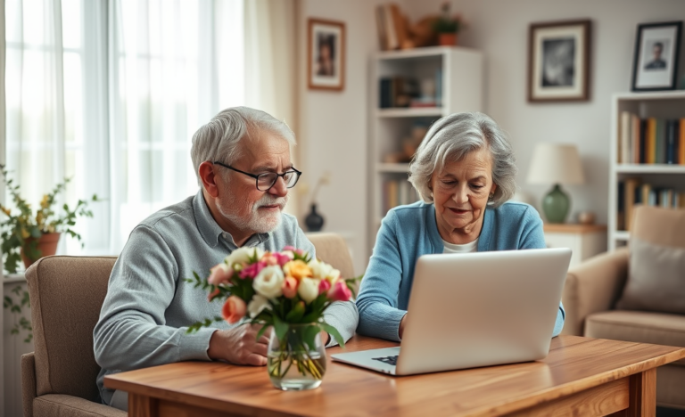 A senior couple reviewing finances together to find a personal loan solution for emergencies.
