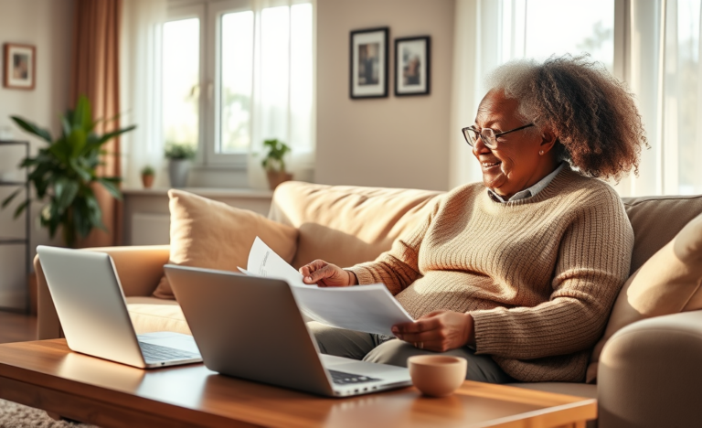 Illustration of seniors exploring American Express personal loan options up to $50,000.