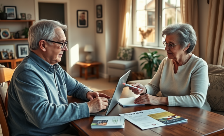 An elderly person reviewing a personal loan offer online, representing SoFi personal loans for seniors.